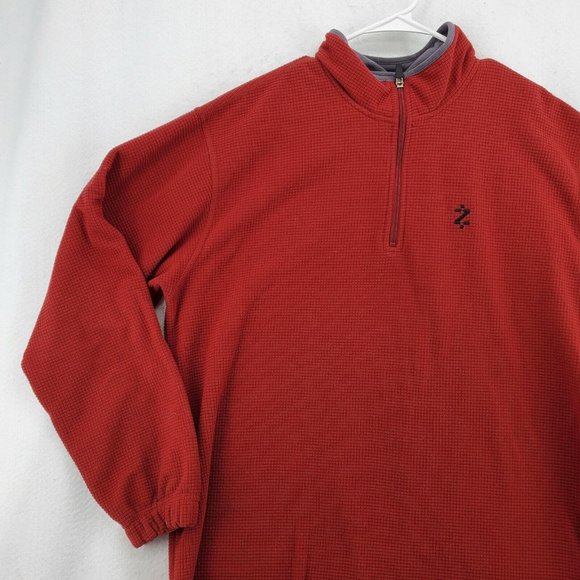 IZOD Sweatshirt Men's Mock Neck Long Sleeve Waffle Knit 1/4 Zip Pullover Brown X - Picture 5 of 12